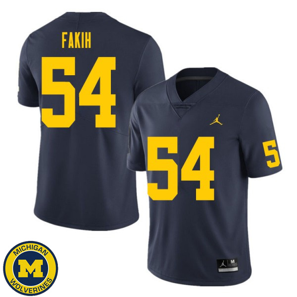 Men's University of Michigan #54 Adam Fakih Navy Embroidery Jersey